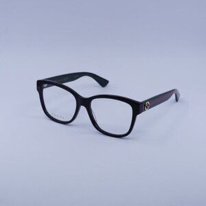 Gucci GG0038ON 011 Eyeglasses Black/Green 54mm Square Frame